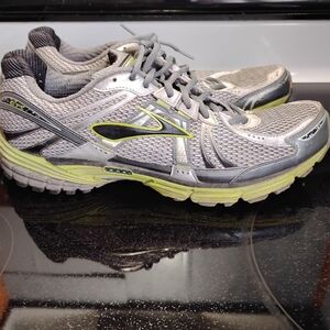 Gray and Green Running Shoes
